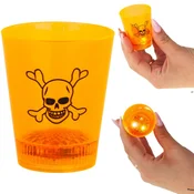 shumee Kozarec za pitje, plastičen, oranžen, LED, z lobanjo, buča, noč čarovnic