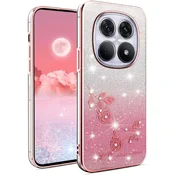 GS Ovitek za Xiaomi Redmi Note 15 Pro Plus 5G/Poco M8 Pro 5G, bleščeč cvet, roza