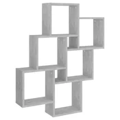 Vidaxl Stenska polica kockasta betonsko siva 78x15x93cm inženirski les