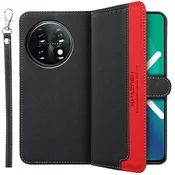 GS Preklopni ovitek za OnePlus 11 5G, KHAZNEH RFID, dvobarvni, črni