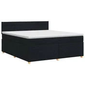 vidaXL Postelja boxspring z vzmetnico Črna 160 x 200 cm Blago