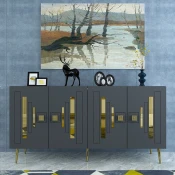 Hanah Home Konzolni sto Seduna, 150x75x35 cm, Antracit-zlatne boje