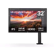 Monitor LG ERGO 32UN880K-B 31.5/IPS/3840x2160/60Hz/5ms GtG/HDMIx2,DP,USB/pivot,visina/VESA/zvucnici
