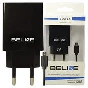 1 to 3 POLNILEC BELINE 2XUSB + MICROUSB 2A ČRN
