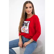 Blouse with cat graphics 3D red