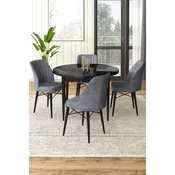 Hanah Home Set Trpezarijski sto i 4 stolice, Sivo-crni