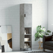 Vidaxl Visoka omara betonsko siva 34,5x34x180 cm inženirski les