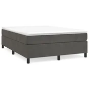 Vidaxl Posteljni okvir z vzmetmi temno siv 140x190 cm žamet