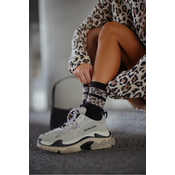 Milena Womens Socks Two Spotted Stripes Black