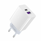 En-TRON USB + Type-C brzi zidni punjac, 100-240V, QC3.0/SCP + PD 20W, bijela