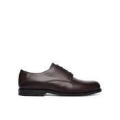 Nizki čevlji Calvin Klein Ess Rubber Derby Lth HM0HM02056 Temno rjava