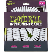 Ernie Ball 6045 30 Coiled Straight/Angle Instrument Kabel White