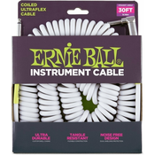 Ernie Ball 6045 30 Coiled Straight/Angle Instrument Cable White