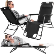 Springos nastavljivi vrtni ležalni stol RELAX, črn