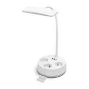Aigostar - zatemnjevalna LED namizna svetilka z vtičnicami in USB LED/4,6W/230V bela