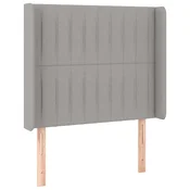 Vidaxl Vzglavje z ušesi svetlo sivo 103x16x118/128 cm blago
