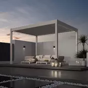 Bioklimatska pergola Antares — Samostoječa/3 x 4/Ivory krem/Električni motor in LED luči