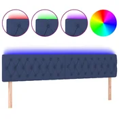 Vidaxl LED posteljno vzglavje modro 200x7x78/88 cm blago