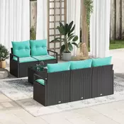 vidaXL vidaXL Kavčna garnitura 6 pcs Črna in turkizna poli ratan, (5000138225)