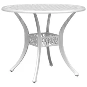 Vidaxl Vrtna miza bela O90x75 cm liti aluminij