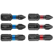 slomart Graphite udarni bita PH1/2/3, PZ1/2/3 x 25 mm, 6 kom.