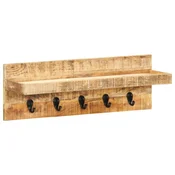 shumee vidaXL Stenski obešalnik za plašče 60x15x20 cm masiven mangov les