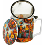 Duo Skodelica+pokrov+cedilo Mesto, 450 ml porcelan, darilna embalaža, 4606