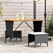 Vrtni stol s plocom od akacije crne boje 105x75x72 cm poliratan
