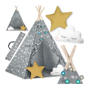 Nukido Nukido Gray Star Childrens Teepee Tent with Lights - Stylish and Fun Play Space, (21740643)