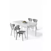 HANAH HOME Rasklopivi trpezarijski sto i stolice (5 delova) Exve White Grey