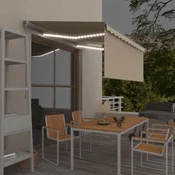 Tenda na ručno uvlačenje s roletom LED 3,5 x 2,5 m krem