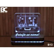 Black Cut 3D Lampa Putujte sa nama Bela