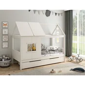 Drveni deciji krevet Finn Low sa fiokom - beli - 180x80 cm