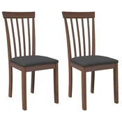 Vidaxl Jedilni stoli z blazinami 2 kosa Brown Solid Wood Rubber
