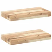 Vidaxl Viseče police 2 kosa 60x20x4 cm neobdelan masiven les akacije