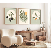 SET 3x Slika v fotookvirju 50x70 cm listi