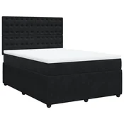 Vidaxl Box spring posteljni z vzmetnico črn 140x190 cm žamet
