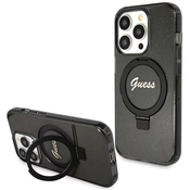 Guess GUHMP14LHRSGSK iPhone 14 Pro 6.1 black hardcase Ring Stand Script Glitter MagSafe (GUHMP14LHRSGSK)