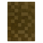 Kaki zeleni rucno raden vunen tepih 200x290 cm Checkerboard – Flair Rugs
