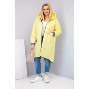 Rumena prešita jakna s kapuco, plus size