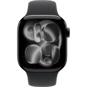 Apple Watch Series 11 42mm Diamond Black Aluminum Case with Black Sport Band - S/M
