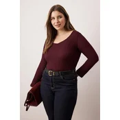 Trendyol Curve Ženska bluza Tbbaw26Af00034, Bordo