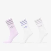 Nogavice adidas 3 Stripes Glitter Crew Socks 3-Pack White/ Ice Lavender M