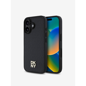 DKNY PU Leather Repeat Pattern Stack Logo MagSafe Zadní Kryt pro iPhone 16 Plus Black Ovitek za telefon Vijolična