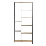 Črn/naraven regal v hrastovem dekorju 80x180x35 cm Altino – Unique Furniture