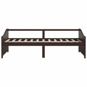 Vidaxl Trosed z ležiščem temno rjava trdna borovina 90x200 cm