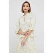 Lanena bluza Polo Ralph Lauren ženska, rumena barva