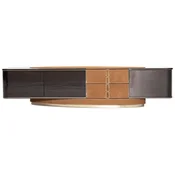 Casa Padrino luxury TV cabinet light brown/dark brown/gray/gold 249 x 52.5 x H. 56 cm - Solid wood sideboard with 3 doors and 2 drawers - Living room furniture - Luxury furniture
