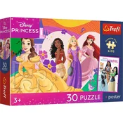 Disneyjeve princeske 30-delna premijska plus otroška sestavljanka s posterjem - Trefl