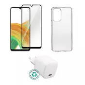 eSTUFF Komplet za Samsung Galaxy A33 5G Polnilec, ovitek, steklo. Rjava škatla.